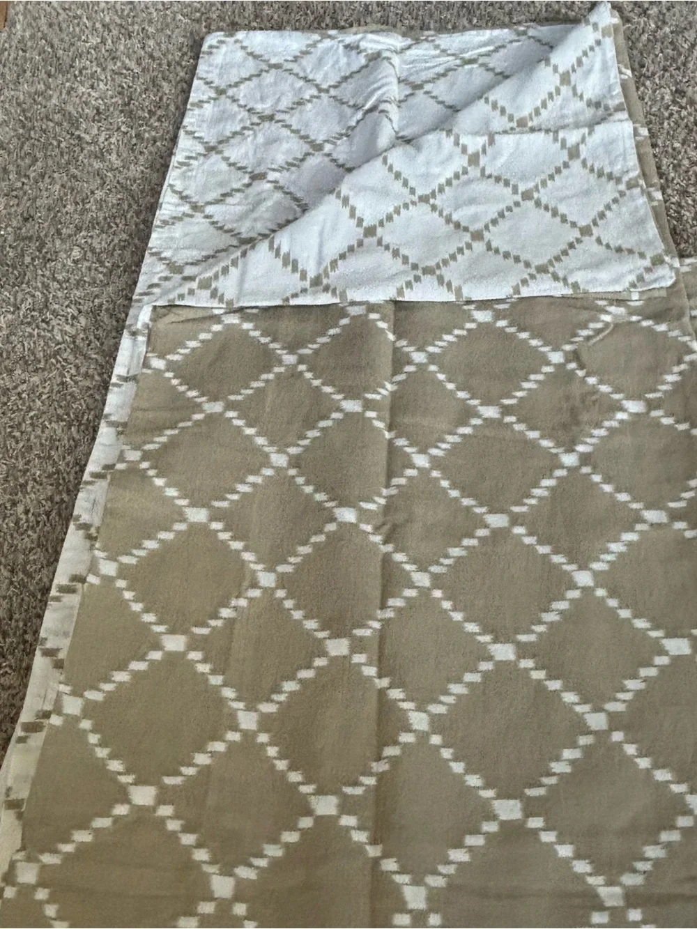 Neutral Beige and White Geometric Duvet cover and 2 pillows set linen cotton